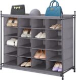 STORAGE MANIAC Stackable Shoe Cubby Organizer, Free Standing Shoe Cube Rack for Entryway, Bedroom, Apartment, Closet, 20-Cube Gray - Image 2