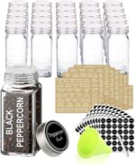 SWOMMOLY 25 Glass Spice Jars with 703 Spice Labels, Chalk Marker and Funnel Complete Set. 25 Square Glass Jars 4OZ, Airtight Cap, Pour/sift Shaker Lid - Image 2
