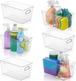 Set of 6 Clear Plastic Storage Bins With Handles, Containers To Organize Pantry, Fridge, Cabinet, Kitchen, Countertop, Closet, Cupboard, Home Organization and Storage - Image 2