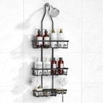 Shower Caddy,Rustproof Shower Shelves Over Shower Head,Extended Length shower rack with Soap Holder,Black - Image 2