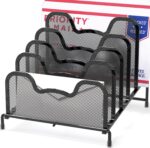 Simple Houseware Desk 5 Sections Step File Sorter Organizer, Black - Image 2