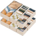Simple Houseware Foldable Drawer Organizer Set of 12, Beige – Fabric Storage Bins for Clothes, Underwear, Bra, Panty, Socks, Onesies – Closet & Dresser Drawer Dividers for Home Organization - Image 2