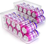 Soda Can Dispenser for Refrigerator with Lids, Stackable Drink Organizer for Fridge, Clear Plastic Refrigerator Organizer Bins, Beverage Can Holders for Pantry, Freezer, Kitchen, Cabinets Set of 2 - Image 2