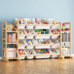 SpaceAid Toy Storage Organizer with 6 Shelves and 16 Bins, Toy Organizers Storage Bookshelf, Kids Bin Shelf Toys Box Bookcase for Bedroom Playroom Organization Room Decor, White - Image 2