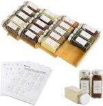 Spice Drawer Organizer with 18 Spice Jars,216 Labels,50 Non-slip Rubber, Bamboo 4 Tier Seasoning Rack Tray Insert for Kitchen Drawers,Cabinets,Countertop,9" Wide x 15.8" Deep - Image 2