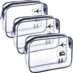 TSA Approved Toiletry Bag 3Pcs - 3 Pack Clear Travel Bags for Toiletries, Carry on Airport Airline Compliant Bag,Makeup Bags Clear Toiletry bags Quart Size Travel Bag,Black - Image 2