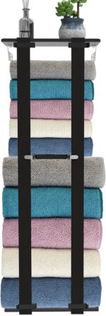 Towel Racks for Bathroom Wall Mounted, Rust-Proof Bathroom Towel Rack Floating Towel Holder with Replaceable Straps - Image 2