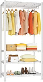 Ulif H2 Heavy-Duty Portable Closets, 4-Tier Freestanding Garment Rack Suit for Small Space and Corner, Closet Organizer System Portable Closet Wardrobe, Max Load 500 LBS, White - Image 2