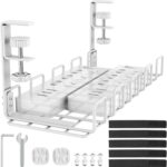 Under Desk Cable Management Tray, L 15.7''W 6.3'' No Drill Steel Desk Cable Organizers, Wire Management Tray Cable Management Rack, Desk Cable Tray Wire Organizer With Desk Cord Organizer - Image 2