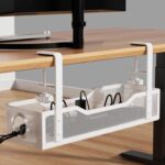 [Upgraded] Under Desk Cable Management Large, Cinati 16" Cable Management Box for Table Thickness up to 3", Wire Cord Organizer with Clamp No Drill, No Damage to Desk (White) - Image 2