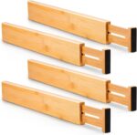 Utoplike 4 pcs Bamboo Kitchen Drawer Dividers Large, Adjustable Drawer Organizers, Spring Loaded, Works in Kitchen, Dresser, Bathroom, Bedroom, Drawer, Desk - Image 2