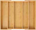 Utoplike Bamboo Expandable Kitchen Drawer Organizer, Adjustable Utensil Holder and Cutlery Tray Organiser, Drawer Divider for Silverware, Flatware, Knives in Kitchen, Bedroom, Living Room, 5 Slot - Image 2