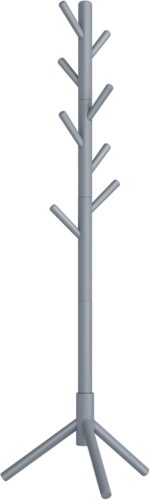 VASAGLE Solid Wood Coat Rack, Free Standing Tree-Shaped Coat Rack with 8 Hooks, 3 Height Options, for Clothes, Hats, Bags, Living Room, Bedroom, Home Office, Gray URCR04GY - Image 2