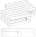 Vtopmart 12 Pack Drawer Dividers for Clothes, 4" High 10.2"-16.5" Adjustable Expandable Dresser Drawer Organizer, Clear Plastic Separators for Dresser, Baby Clothing, Underwear, Cosmetic, Toiletries - Image 2