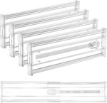 Vtopmart 4 Pack 4" Regular Upgrade Drawer Dividers for Clothes, 12.8"-22.3" Expandable Dresser Drawer Organizer, Clear Plastic Separators for Dresser, Baby Clothing, Underwear, Cosmetic, Toiletries - Image 2