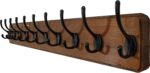 WEBI Rustic Coat Rack Wall Mount,10 Hooks,38 9/16" Long Coat Hooks Wall Mounted,16’’ Hole to Hole,Wood Coat Hanger Wall,Hook Rack Hooks for Hanging Coats,Jacket,Clothes,Hats,Brown - Image 2
