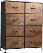 WLIVE Fabric Dresser for Bedroom, Tall Dresser with 8 Drawers, Storage Tower with Fabric Bins, Double Dressers, Chest of Drawers for Closet, Living Room, Hallway, Dorm, Rustic Brown Wood Grain Print - Image 2