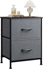 WLIVE Nightstand, 2 Drawer Dresser for Bedroom, Small Dresser with 2 Drawers, Bedside Furniture, Night Stand, End Table with Fabric Bins for Bedroom, Closet, Entryway, College Dorm, Dark Grey - Image 2