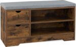 WelFurGeer Shoe Bench Entryway with Storage, Shoe Rack with Bench, Entryway Bench with Shoe Storage, Entryway Shoe Bench with Cushion, Brown + Gray - Image 2