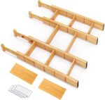 Whitmor Adjustable Bamboo Drawer Dividers, Expandable 17"-22" Drawer Organizer, Space-Saving, Non-Slip & Spring-Loaded Separators for Kitchen, Bedroom, Office, 4 Pack Dividers with 9 Baffles - Image 2
