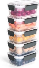 YORY 3 cup Plastic Food Storage Containers with Lids Nestable Freezer Dishwasher Safe Rectangle Container Set,5-Pack - Image 2