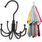 ZEDODIER Space Saving Hangers for Clothes,Rotatable Sturdy Shirt Hangers with 8 Hooks, Non Slip Multiple Shirt Organizer for T-Shirts Sweatshirts Hoodies, Black - Image 2
