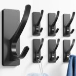 pickpiff Self Adhesive Coat Hooks for Hanging: Heavy Duty Stainless Wall Hook for Towel, Backpack, Hat, Sturdy Metal Hanger, 6-Pack, Matt Black - Image 2
