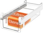 vacane Fridge Organizer Drawer, Clear Plastic Fridge Organizer Bins, Add on Refrigerator Drawer,Fridge Storage Container Under Shelf Holder for Fruit, Vegetable, Meat, Cheese, Easy to Install-M - Image 2