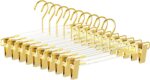10 Pack Clear Acrylic Hangers with Adjustable Non-Slip Metal Clips, Gold Pants Hangers for Jeans, Trousers, Skirts, Coats, Heavy Duty, Space-Saving Closet Organizer, Adults & Kids - Image 2