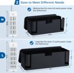 ZhiYo Cable Management Box Black, 2Pack Cord Organizer Box - Extra Large and Medium Size, Cord Hider Box to Conceal Power Strips on Desk or Floor, Made from Electrically Safe ABS Material - Image 3