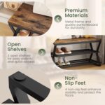 3-Tier Shoe Storage Bench, Entryway Bench with Storage, X-Shaped Shoe Rack Bench with Sitting, Wooden Bench Indoor, for Entrance, Foyer, Living Room, Bedroom, Rustic Brown and Black THX03BF - Image 5