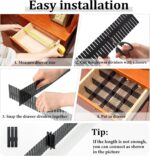 Vesici 80 Pcs Drawer Dividers Adjustable Plastic Organizer DIY Separators Storage Dividers for Socks, Underwear, Makeup, Tidy Kitchen, Bedroom, Dresser(Black) - Image 4