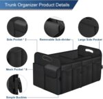 Femuar Car Trunk Organizer, Trunk Storage Organizer with 72L Large Capacity Waterproof Collapsible and 11 Pockets, Trunk Organizer for Suv/Jeep/Sedan, Large Size, Black - Image 9