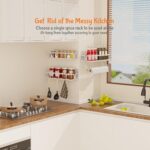 3 Pack Spice Rack Wall Mount With Paper Towel Holder and Hooks, Screw or Adhesive Hanging Spice Shelf,Space Saving Spice Organizer for Seasonings, Spice Racks for Stove,Cabinet, Pantry,White - Image 4