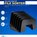 1InTheOffice Incline Desktop File Sorter, 6 Compartments Step Sorter, Black - Image 3