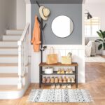 HOOBRO Coat Rack Shoe Bench, 3-Tier Shoe Rack, Industrial Shoe Organizer Storage Bench, Entry Bench with Mesh Shelves, for Entryway, Living Room, Hallway, Easy Assembly, Rustic Brown BF12HX01 - Image 3