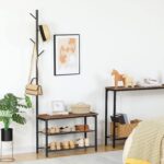 HOOBRO Coat Rack Shoe Bench, 3-Tier Shoe Rack, Industrial Shoe Organizer Storage Bench, Entry Bench with Mesh Shelves, for Entryway, Living Room, Hallway, Easy Assembly, Rustic Brown BF12HX01 - Image 4