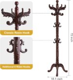 Wooden Coat Rack Stand Sturdy Triangle Base, Natural Birch Wood Coat Racks Freestanding, Vintage Solid Wood Coat Tree Stand with 14 Hooks, Classic Sturdy Coat Racks Hall Tree for Entryway - Image 4