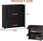 Shoe Rack, 5 Tier Shoe Storage Cabinet with Door 20 Pair Plastic Shoe Shelves Organizer for Closet, Entryway, Hallway, Bedroom, Black - Image 4
