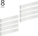 mDesign Expandable Kitchen Drawer Divider with Foam Ends, Adjustable Drawer Dividers with Strong Secure Hold, Dividers Lock in Place to Organize Drawers - Ligne Collection - 8 Pack - White - Image 3
