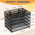 5 Tier Paper Letter Tray with 3 Drop-in Pen Holders, Mesh Desk File Organizer with Handle, Desk Organizers and Accessories for School,Home, Office Supplies Storage-Black - Image 3