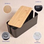 Cable Management Box - Wooden Style Large Cord Organizer to Hide Wires & Power Strips | Desk Computer Cable Organizer | Safe ABS Material | 16" (L) x 6.2" (W) 5.3" (H) | for Home & Office - Black - Image 5