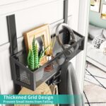 HapiRm Over The Door Hooks - Easy Installation Door Hanger with Basket and 16 Hooks, 304 Stainless Steel Storage Organizer for Towels, Coats, Bathroom, Kitchen, Dorm - Black - Image 3