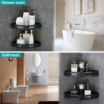 Hoomtaook Adhesive Corner Shelf Bathroom Shower Caddy Organizer for Kitchen Toilet No Drilling 2-Tier Bathroom Corner Shelves Shower Caddies - Image 4