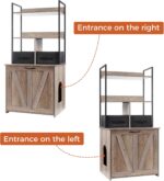 Dwanton Litter Box Enclosure with 2 Storage Shelves and 2 Drawers, 2-in-1 Hidden Cat Litter Box Enclosure Furniture with Shelf, Reversible Entrance, Washable Drawers, 50-Inch, Greige - Image 4