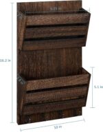 BTY Mail Holder for Wall, Wooden Mail Sorter with 4 Key Hooks, 2 Slot Wall Mounted Mail Sorter Letter Bills Newspaper Magazine Organizer for Entryroom Hallway Office Garage, Rustic Brown - Image 3