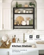 Over The Toilet Storage Bathroom Shelves Wall Mounted 3 Tier Space Saver Corner Shelf Organizer Bamboo Towel Rack Toilet Paper Cabinet with Hanging Rod Black - Image 7