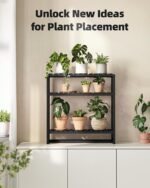 Over The Toilet Storage Bathroom Shelves Wall Mounted 3 Tier Space Saver Corner Shelf Organizer Bamboo Towel Rack Toilet Paper Cabinet with Hanging Rod Black - Image 8