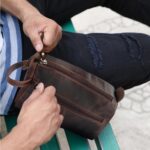 Rustic Town Leather Wash Bag for Men - Travel Toiletry Bag - Shaving Dopp Kit Toiletries Organizer - Leather Makeup Bag for Women - Image 4