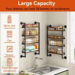 IBUYKE Spice Rack Wall Mount,4 Tier Hanging Seasoning Organizer,Large Spice Rack for Wall for up to 50 Jars,Spice Organization for Kitchen Cabinet,Bathroom,Pantry,Living Room,Brown TLJ016H - Image 4